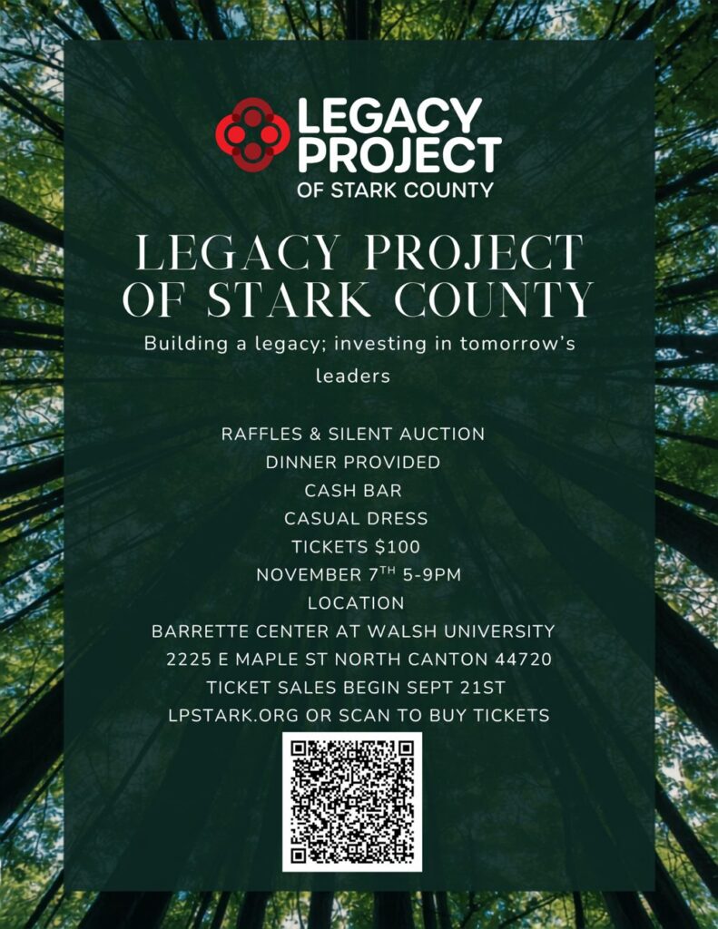 2026 Legacy Gala, November 7, 5 to 9 PM, Barrette Center at Walsh University, tickets $100